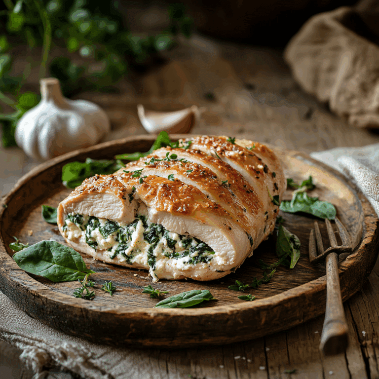 Served chicken with ricotta cheese and green beans
