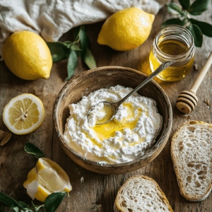 Lemon ricotta cheese styled for spring breakfast in Savannah kitchen