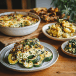 Low carb recipes with ricotta cheese plated on rustic table