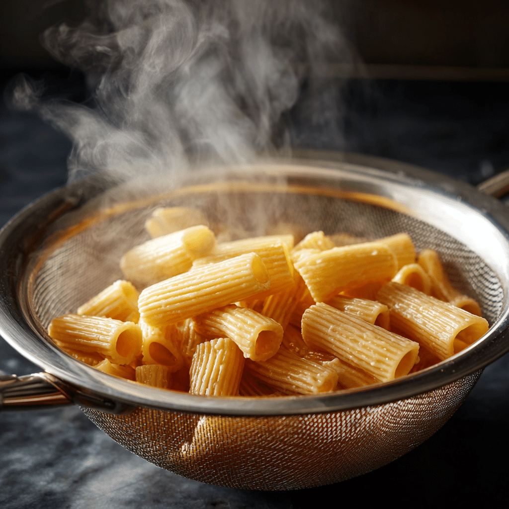 rigatoni with ricotta cheese 2 Cooking rigatoni with ricotta cheese and marinara sauce in a pan